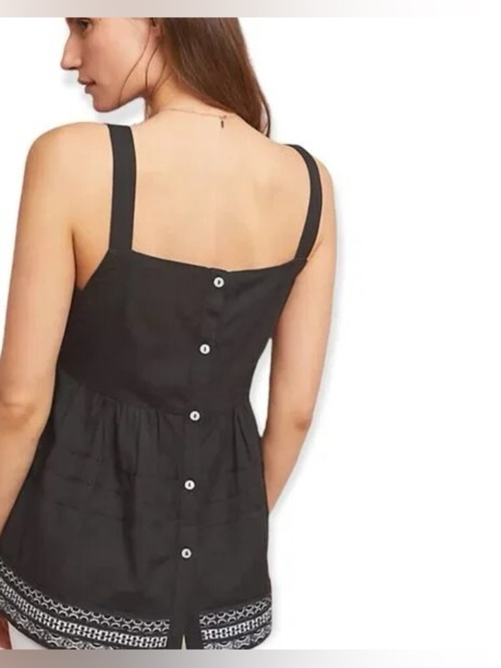 Anthropologie Amit Aggarwal Olivia Embroidered Button Back Tank Top Large - Picture 2 of 10